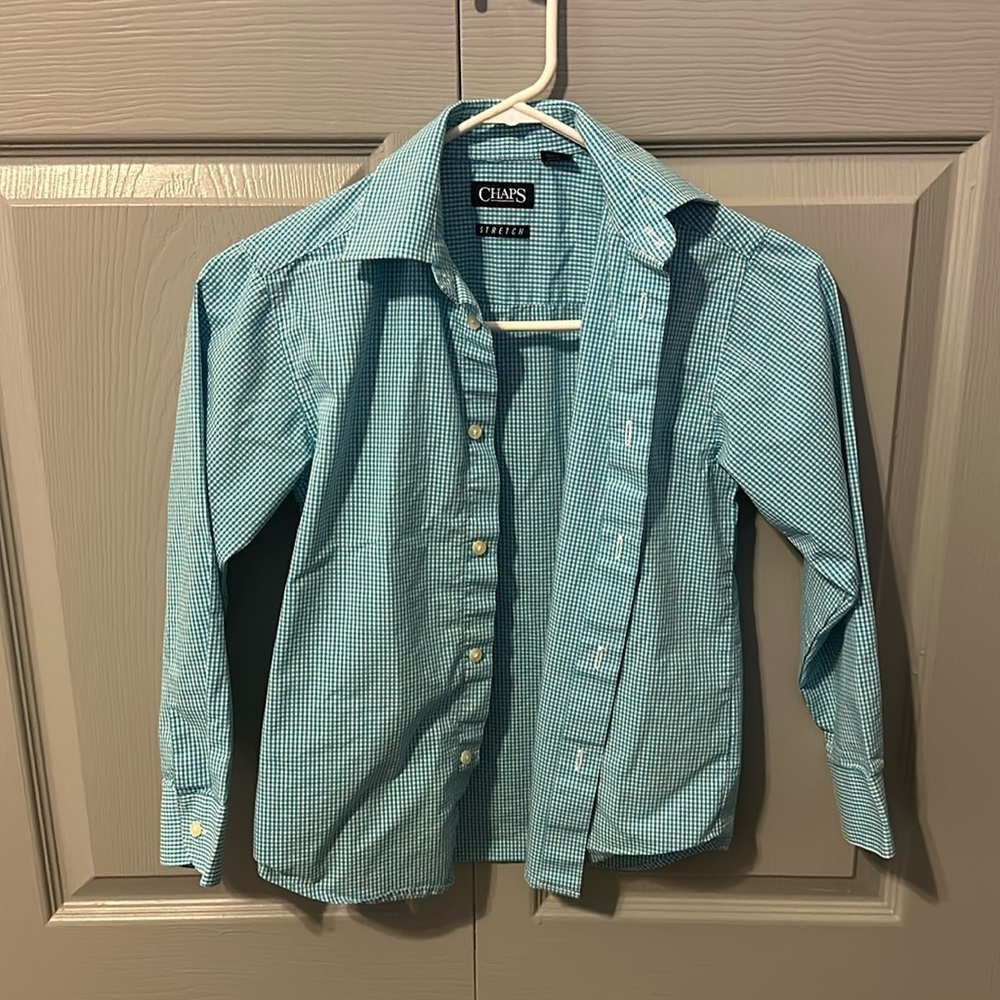 Chaps Blue Checkered Button-Down Shirt